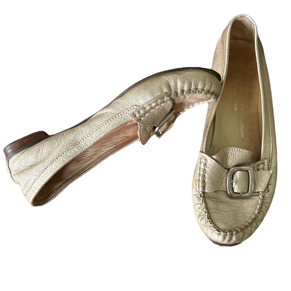 Attilio Giusti Leombruni AGL Metallic Gold Buckle Loafers - 38 - 8 US